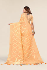 Orange Linen designer saree