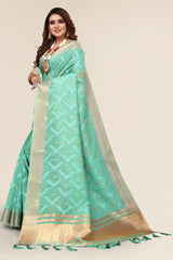 Green Linen designer saree