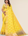 Yellow Linen designer saree