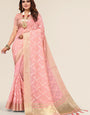 Pink Linen designer saree