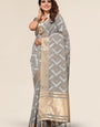 Grey Linen designer saree