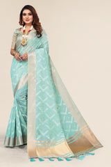 Light Green Linen designer saree