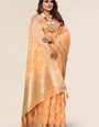 Orange Linen designer saree