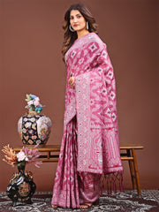 Navratri Special linen Cotton saree in woven floral design