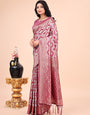 Rani Pink Geometric Weaving Zari Cotton Saree
