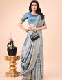 Sky Blue Geometric Weaving Zari Cotton Saree