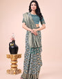 Teal Green Geometric Weaving Zari Cotton Saree For Mehndi