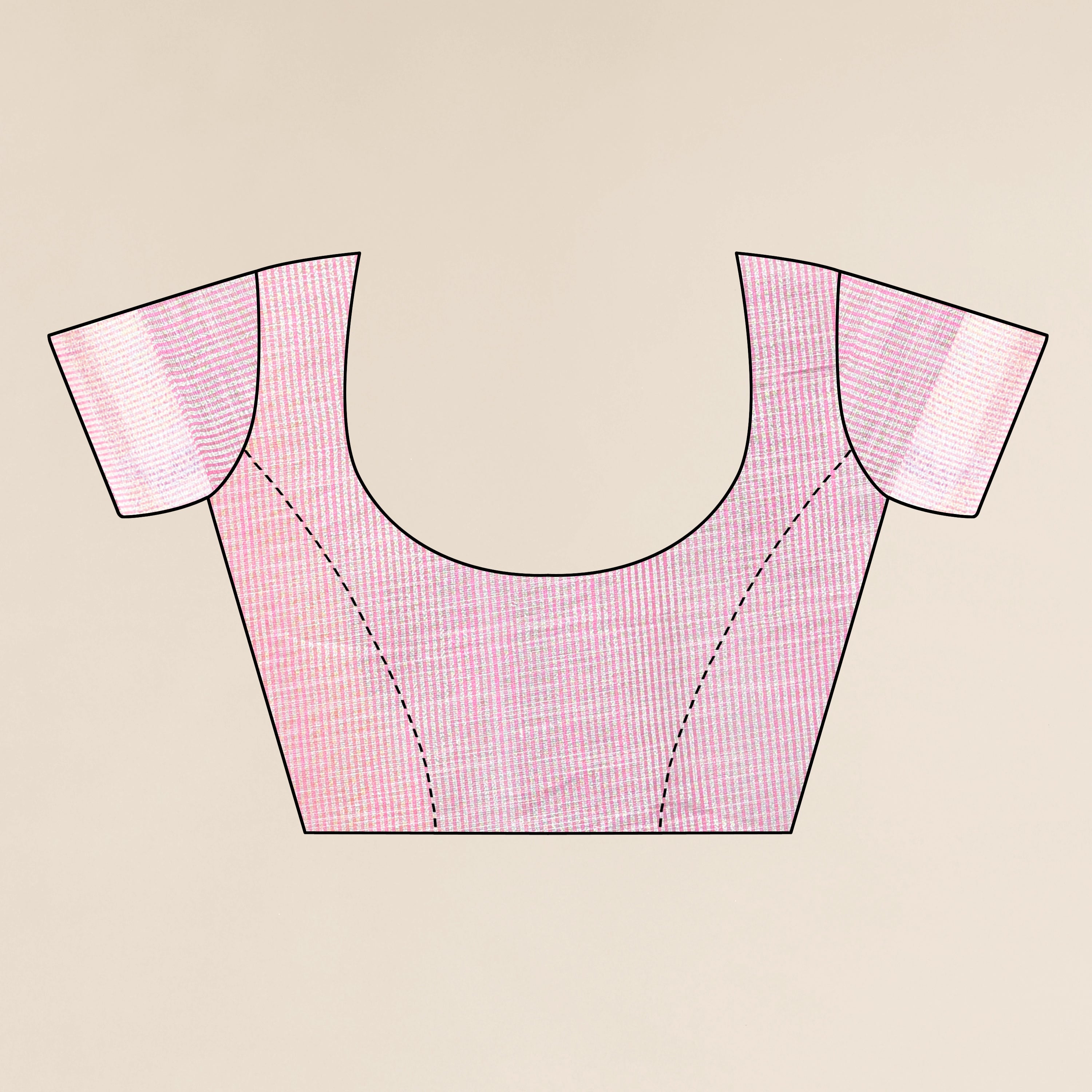 baby pink linen cotton saree with embroidery work  blouse design