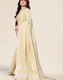 Plain Cream Linen Saree with Embroidered blouse