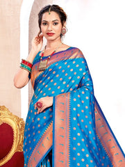 Blue paithani Silk Saree For Sangeet Function