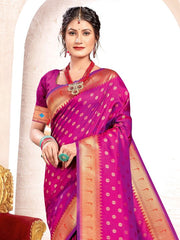 Purple paithani Silk Handloom Saree For women