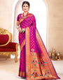 Purple Handloom Weaving Zari Paithani Silk Saree For Navratri Nights