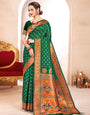 Green Handloom Weaving Zari Paithani Silk Saree For Navratri