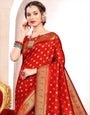 Red Handloom Weaving Zari Paithani Silk Saree