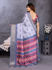 Blue Dola Jacquard Geometric Check Pattern Digital Print