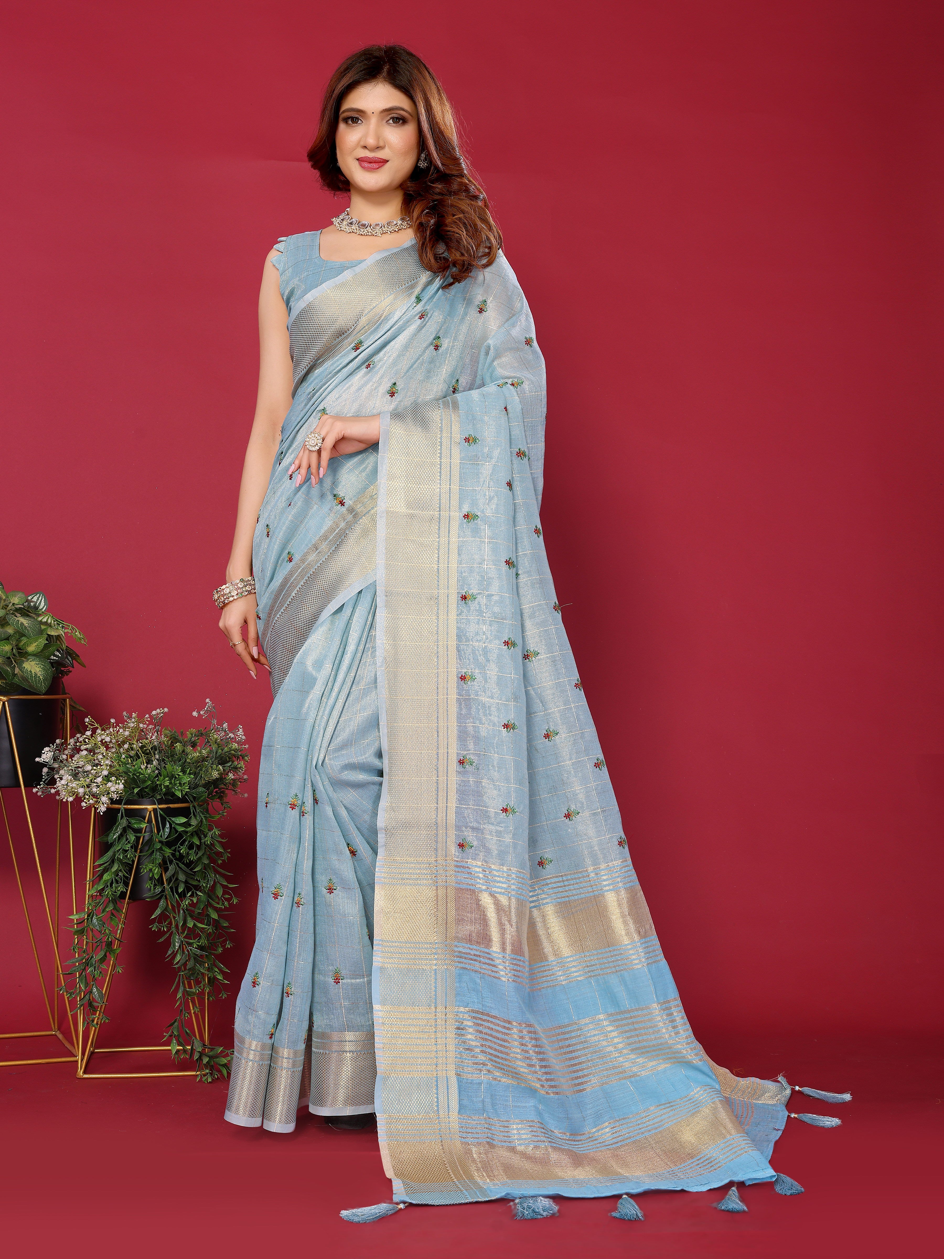 cotton silk saree party wear blue