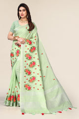 cotton silk saree party wear green