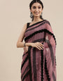 Dark Pink Designer georgette ribbon sequence saree