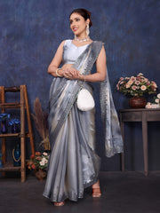 grey jimmy choo designer silk saree