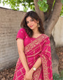 Pink Vichitra Silk Traditional Bandhani Saree