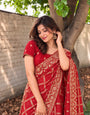 Red Vichitra Silk Traditional Bandhani Saree