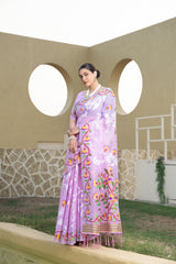 jamdani lavender cotton saree online