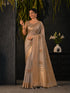 Grey Cotton Silk Floral Embroidery Saree