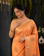 Orange Cotton Silk Floral Embroidery Saree