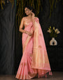 Pink Cotton Silk Floral Embroidery Saree
