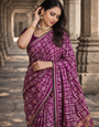 Purple Gujarati Bandhani Saree