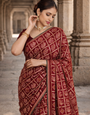 Maroon Gujarati Bandhani Saree