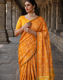 Yellow Gujarati Bandhani Saree