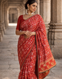 Red Gujarati Bandhani Saree
