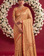 Metallic Orange Soft Banarasi Silk Saree