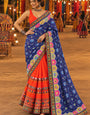 Blue Georgette-Silk Half And Half Bandhani Saree For Navratri