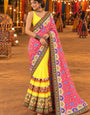 Peach Georgette-Silk Half And Half Bandhani Saree For Navratri