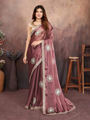 Wine Designer Chiffon Saree with Gotta Patti Work