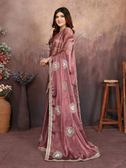 Wine Designer Chiffon Saree with Gotta Patti Work