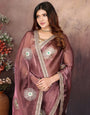 Wine Designer Chiffon Saree with Gotta Patti Work