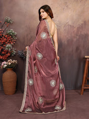 Wine Designer Chiffon Saree with Gotta Patti Work