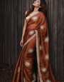 Rustic Brown Chiffon Silk Saree