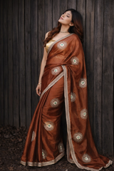 Rustic Brown Chiffon Silk Saree