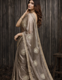 Grey Chiffon Silk Saree