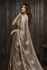Grey Chiffon Silk Saree