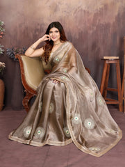 Grey Designer Chiffon Saree with Gotta Patti Work
