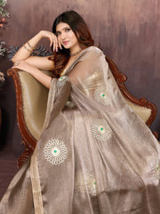 Grey Designer Chiffon Saree with Gotta Patti Work