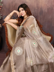 Grey Designer Chiffon Saree with Gotta Patti Work