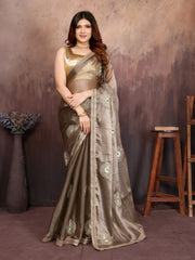 Grey Designer Chiffon Saree with Gotta Patti Work