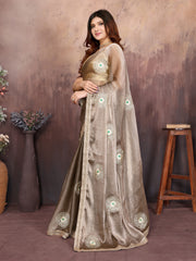 Grey Designer Chiffon Saree with Gotta Patti Work
