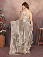 Grey Designer Chiffon Saree with Gotta Patti Work